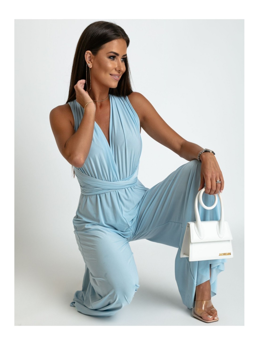 Jumpsuit tied in several ways, blue AZR002